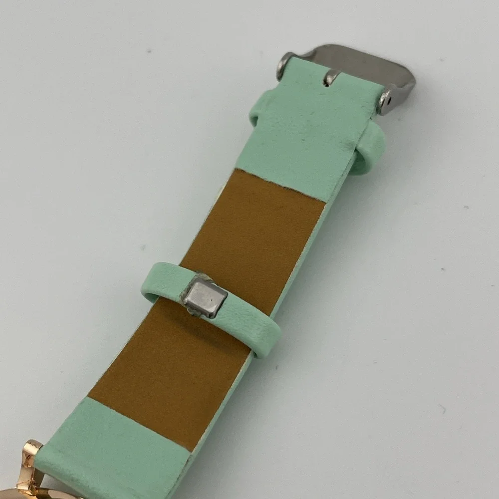 Oktime Watch Women 39mm Rose Gold Cae Pink & Green Band- New Battery‎